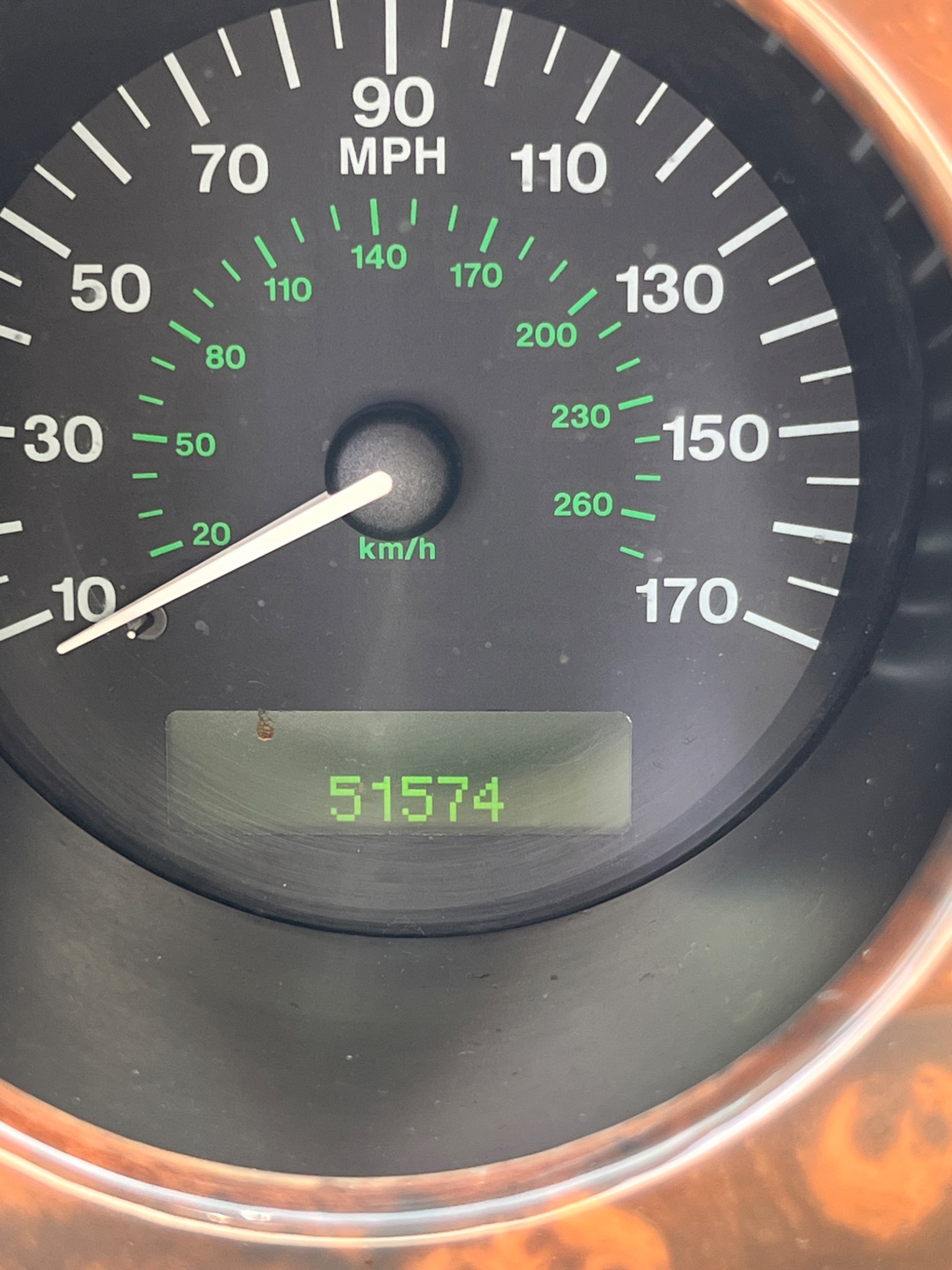 Odometer showing 51,574 miles